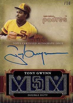 2010 Topps Sterling - Touched By Greatness Relic Triple Autographs Sterling Silver #3TBGAR-20 Tony Gwynn Front